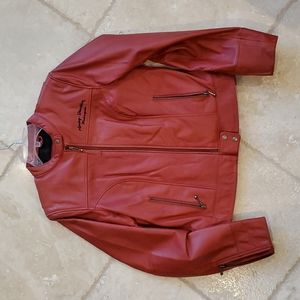 Harley Davidson ladies jacket, red leather, sz medium
